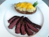 Grilled flank steak with double baked potato