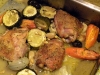 Chicken legs with roasted vegetables