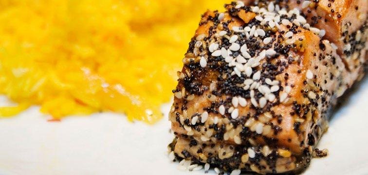 Sesame Seed Roasted Salmon in Lemon Marinade